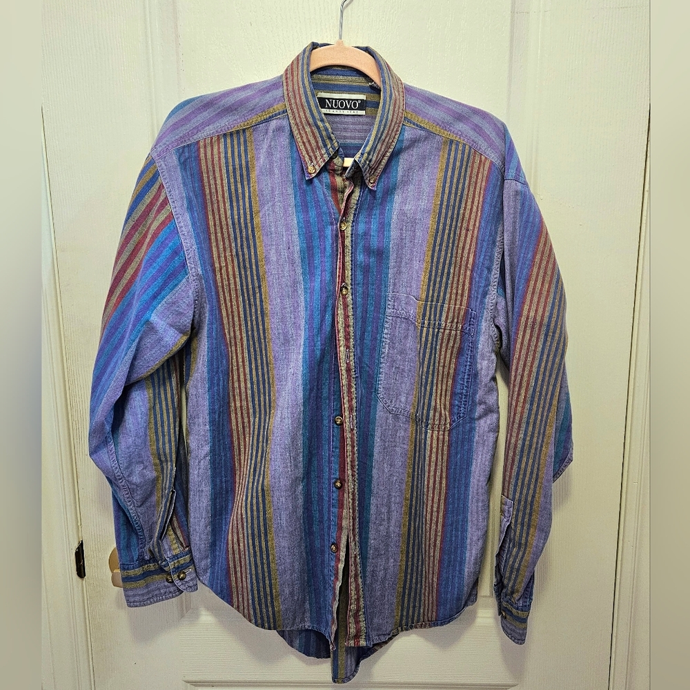 Vintage Nuovo Buttondown Purple Stripes 80s 90s